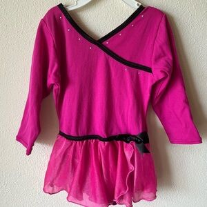 Girl’s 4/5 Pink Freestyle by Danskin Long Sleeve Dance Leotard